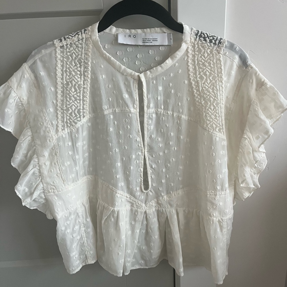 Iro hos topwear in ecru cream Ruffled Blouse size 36 excellent condition - Picture 3 of 9